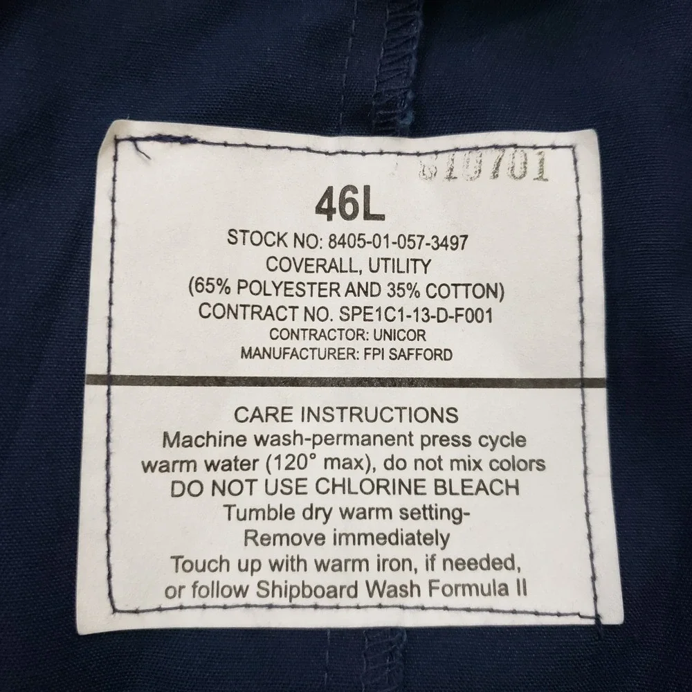 Mechanic Coveralls Mens 46L Blue Outdoor Canvas Utility Industrial‎ Workwear